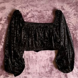 Zara Black Velvet Cropped Top